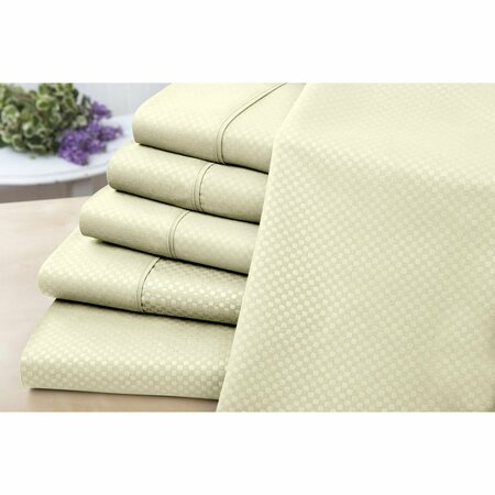 US ARMY 6 Piece Embossed Check Sheet Set - Twin - Ivory 1501TWIV